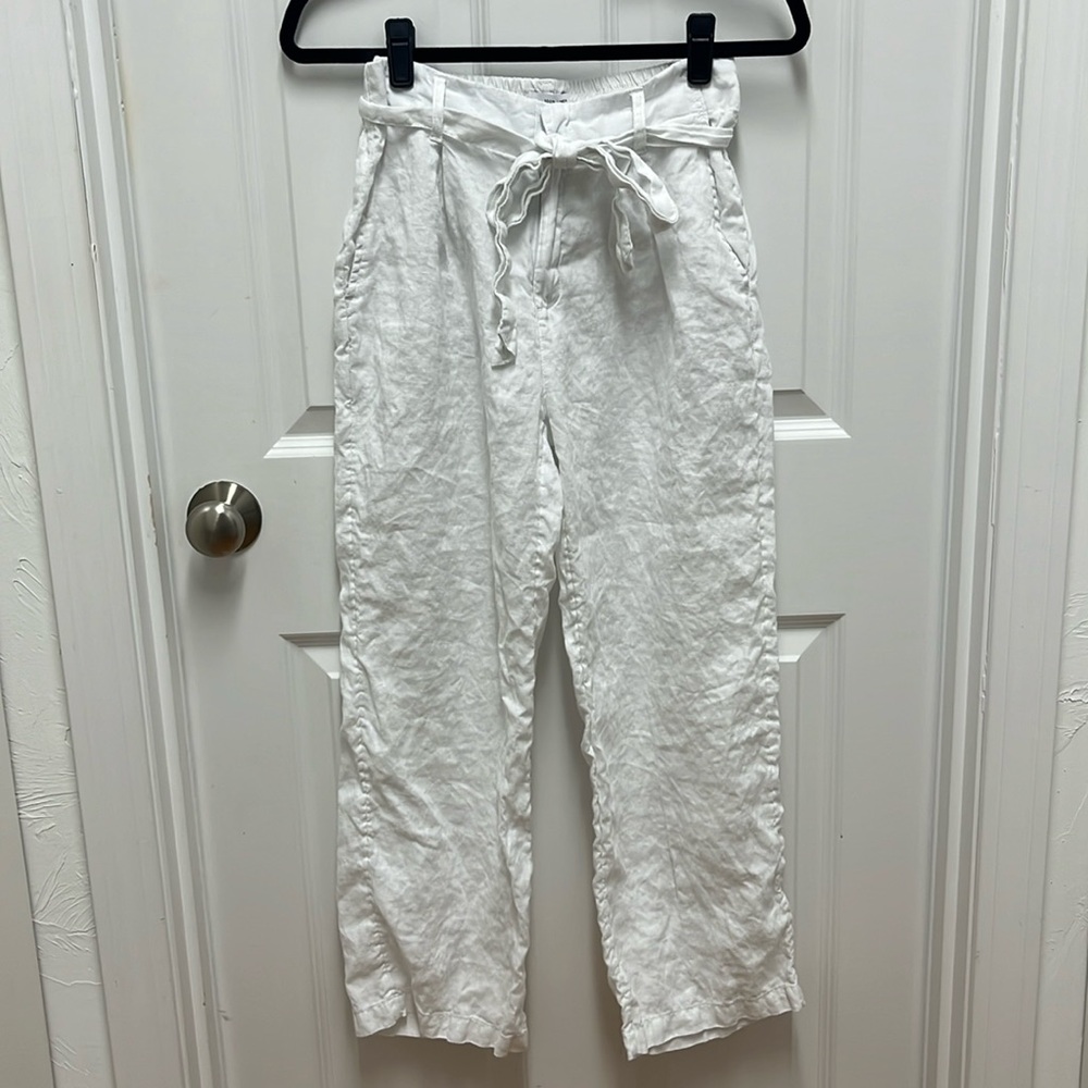 H by Halston 100% Linen White‎ Trousers